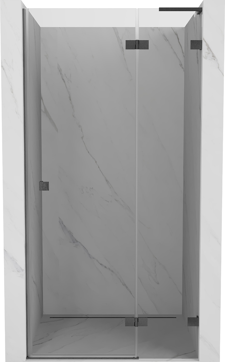 Mexen Lunar L drzwi prysznicowe uchylne prawe 85 cm, transparent, gun gray szczotkowany - 834L-085-000-66-00-P